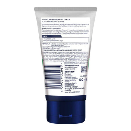 Nivea Men Bright 8 Hours Oil Clear Pore Minimizing Scrub, Air Cool Mint Crystal+ Vitamin C, 100ml - Image 2