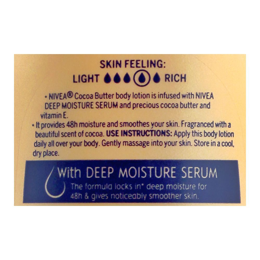 Nivea Cocoa Butter Dry Skin Body Lotion, With Deep Moisture Serum, 250ml - Image 4