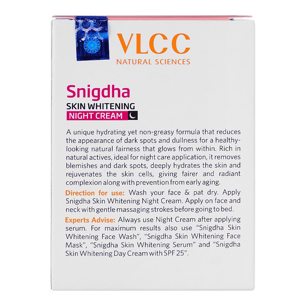 VLCC Natural Sciences Snigdha Skin Whitening Night Cream, For All Skin Types, Niacinamide, 50g - Image 3