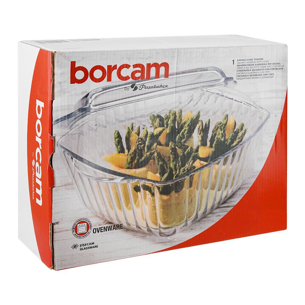Borcam Square Glass Casserole with Lid, Elegant Serving Dish, 59049 - Image 3