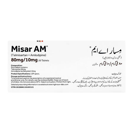 Highnoon Laboratorie Misar Am Tablet, 80/10mg, 20-Pack - Image 2