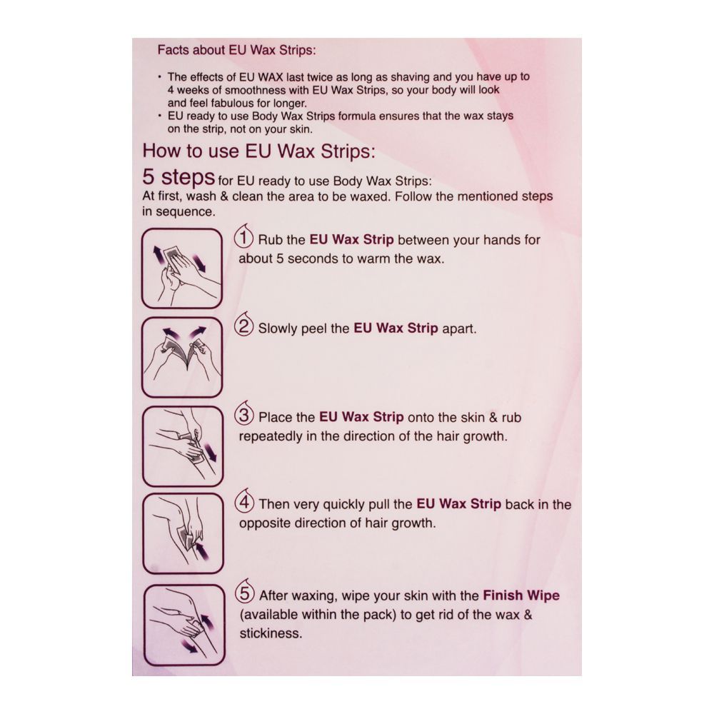 EU Lavender Softness Wax Strips, Arms, Legs And Body, For All Skin Types, 10+2 Pack - Image 3