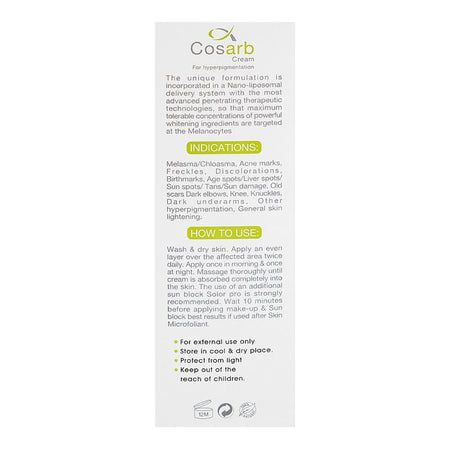 CosDerm Cosarb Skin Whitening Cream, For Hyperpigmentation, 35g - Image 2
