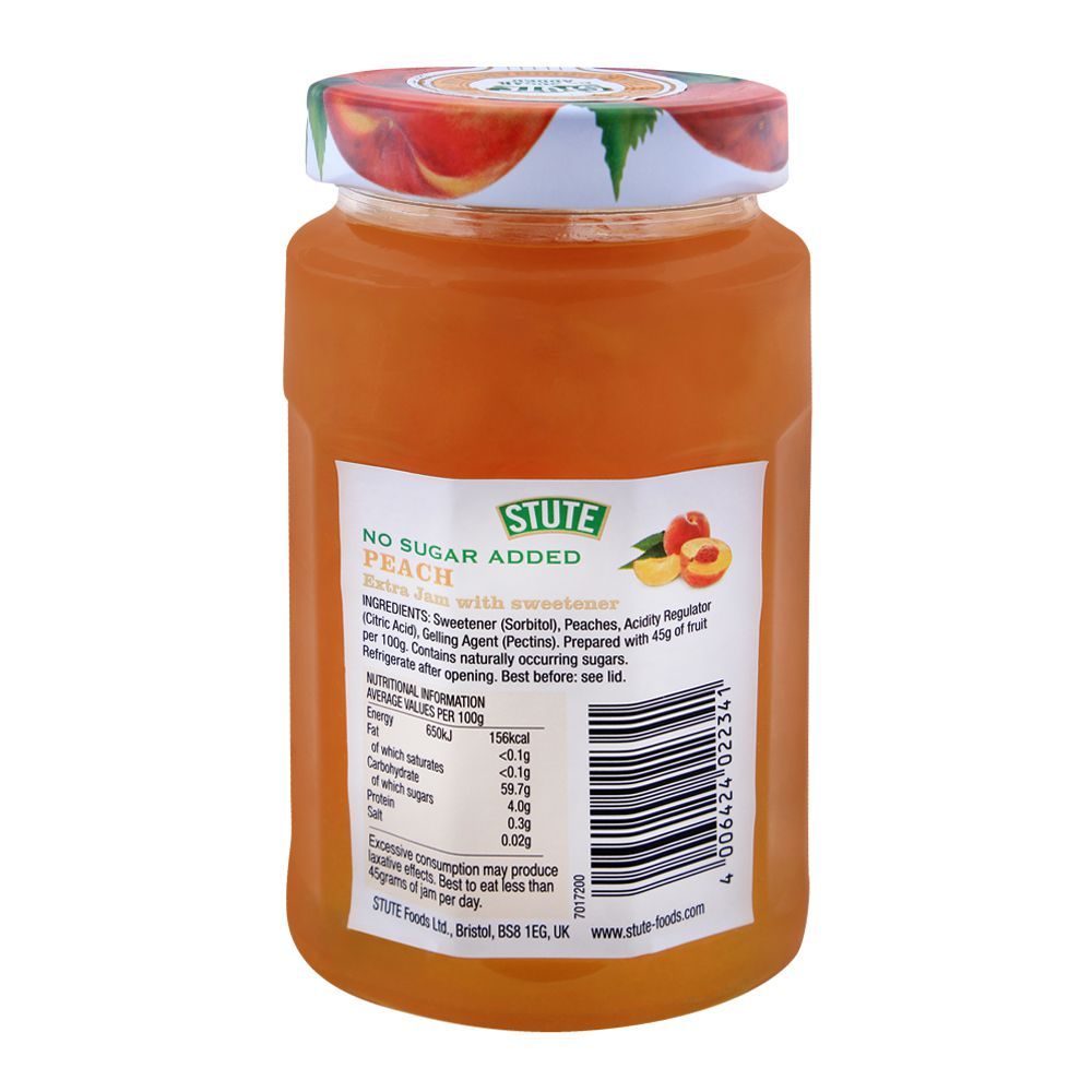 Stute No Sugar Added Peach Jam 430g - Image 2
