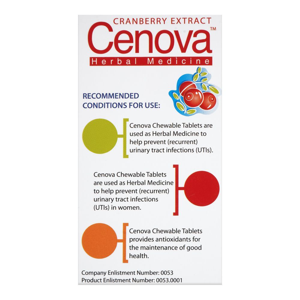 Getz Pharma Cenova Chewable Tablet, Cranberry Extract, 14-Pack - Image 5