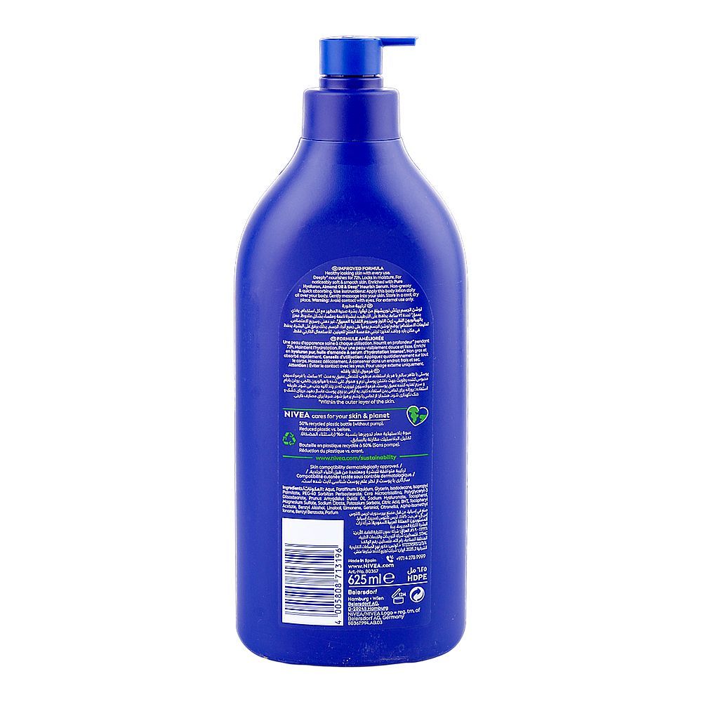 Nivea Rich Nourishing Body Lotion, Almond Oil, Citric Acid, For Very Dry Skin, 625ml - Image 2