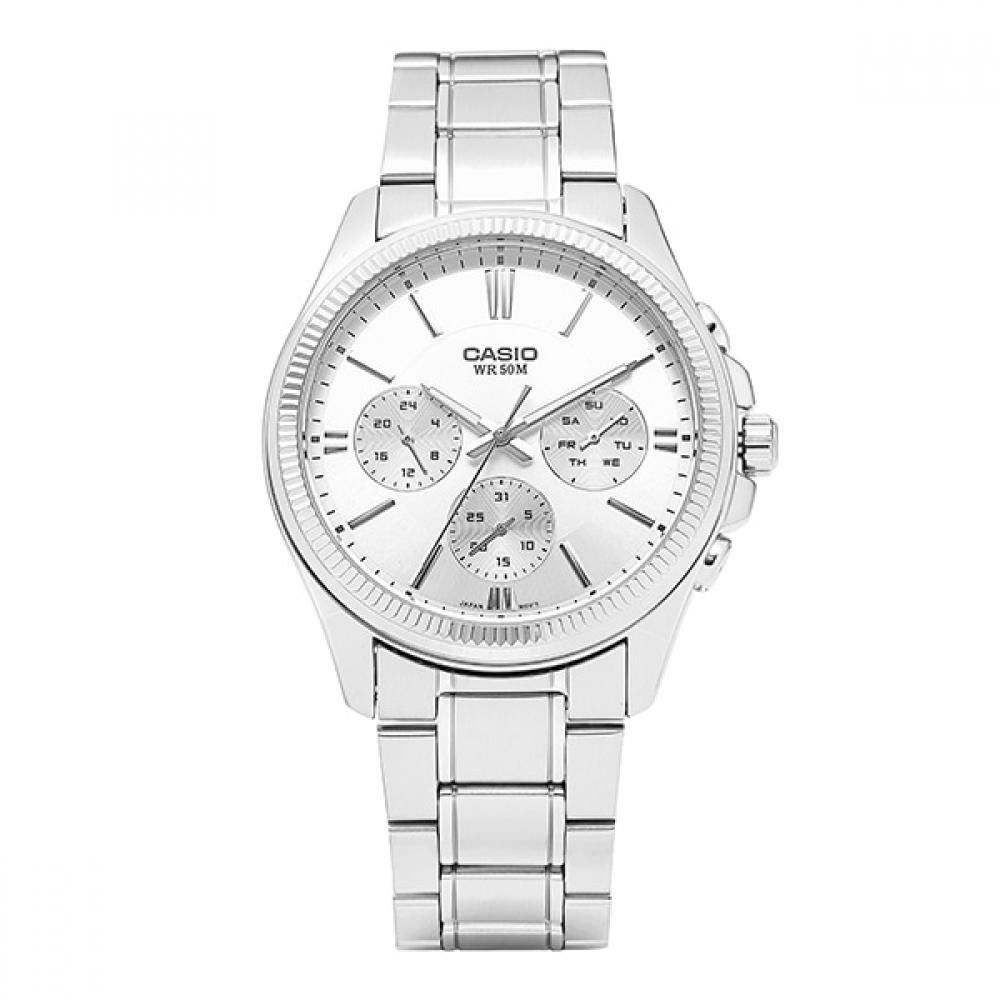 Casio Men's Chronograph Watch With White Dial & Stainless Steel Bracelet, MTP-1375D-7AVDF - Main Image