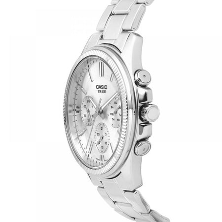 Casio Men's Chronograph Watch With White Dial & Stainless Steel Bracelet, MTP-1375D-7AVDF - Image 2