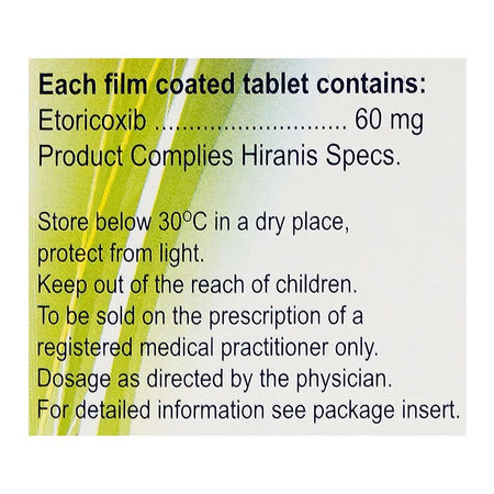 Hiranis Pharmaceuticals Etoxib Tablet, 60mg, 30-Pack - Image 3