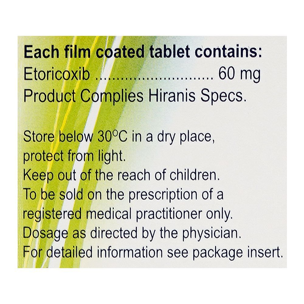 Hiranis Pharmaceuticals Etoxib Tablet, 60mg, 30-Pack - Image 3