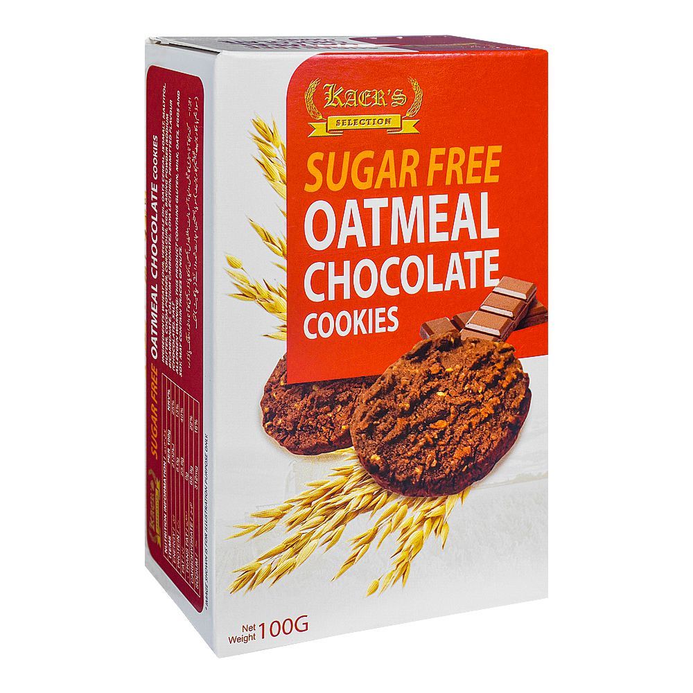 Kaers Selection Sugar-Free Oatmeal Chocolate Cookies, 100g - Main Image