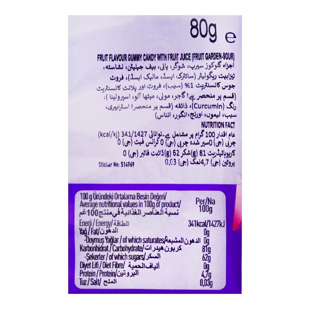 Tayas Damla Sour Gummy Fruit Garden, Jelly Beans, 80g - Image 3
