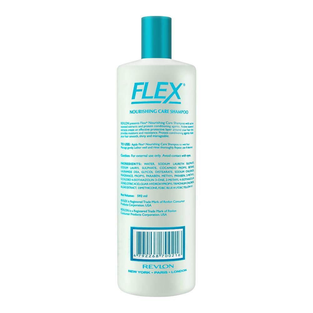 Revlon Flex Seaweed Extract Nourishing Care Shampoo With Protein Conditioning, For All Hair Types, 592ml - Image 2