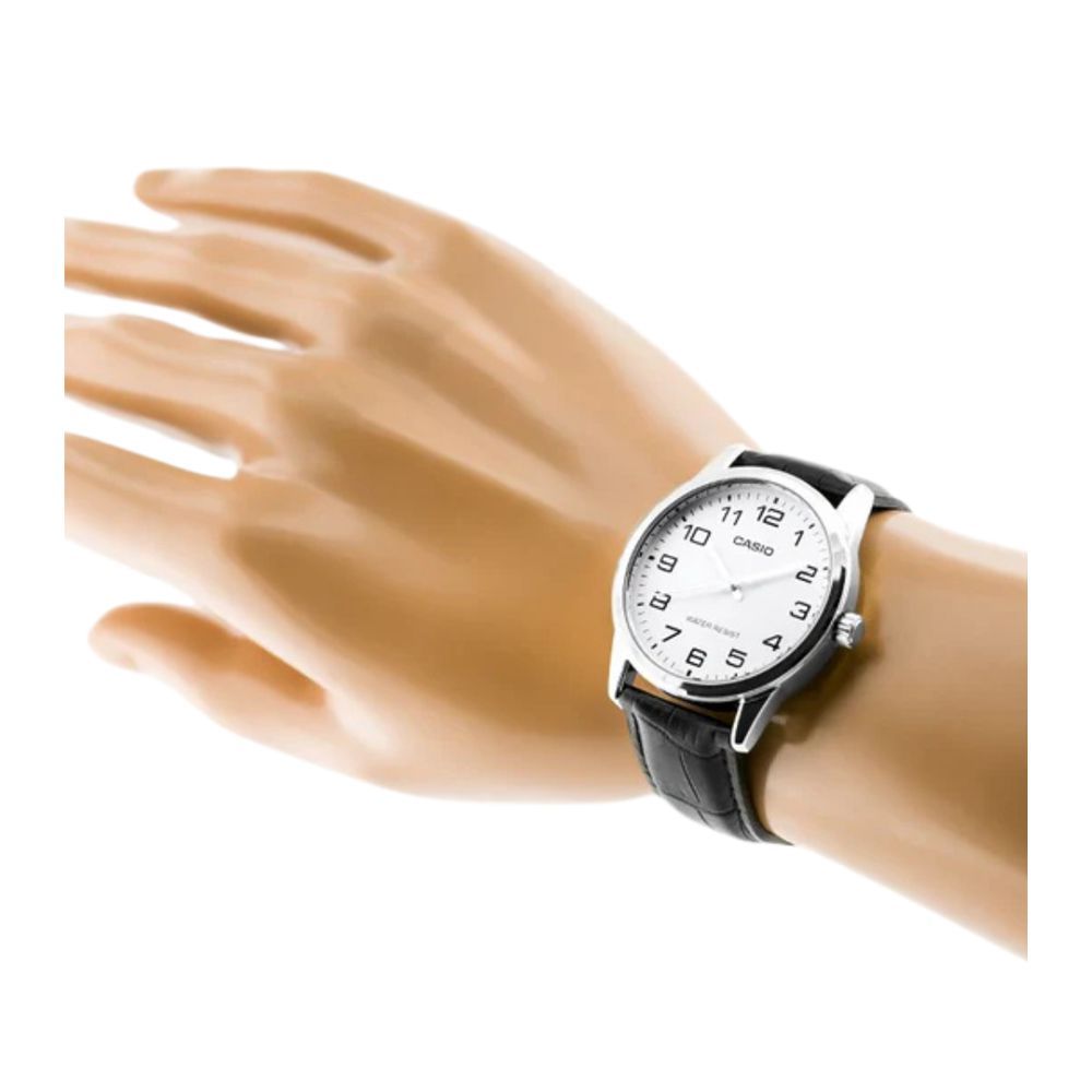 Casio Men's Analog Watch With Silver Round Dial & Designed Black Strap, MTP-V001L-7BUDF - Image 2