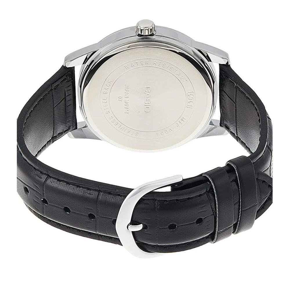 Casio Men's Analog Watch With Silver Round Dial & Designed Black Strap, MTP-V001L-7BUDF - Image 3