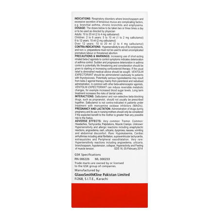 GSK Ventolin Expectorant Sugar-Free, 120ml - Image 3