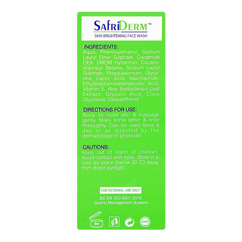 Safriderm Skin Brightening Face Wash, 65ml - Image 3