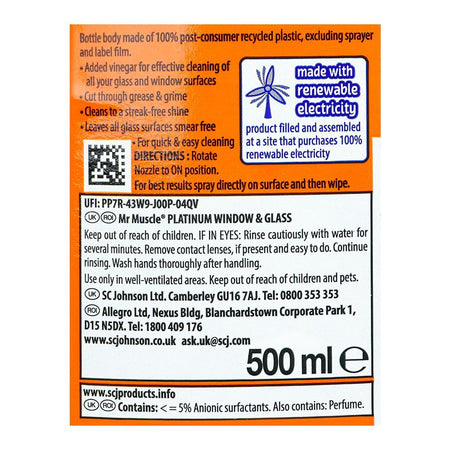 Mr. Muscle Platinum Window & Glass Cleaner Trigger, 500ml - Image 3