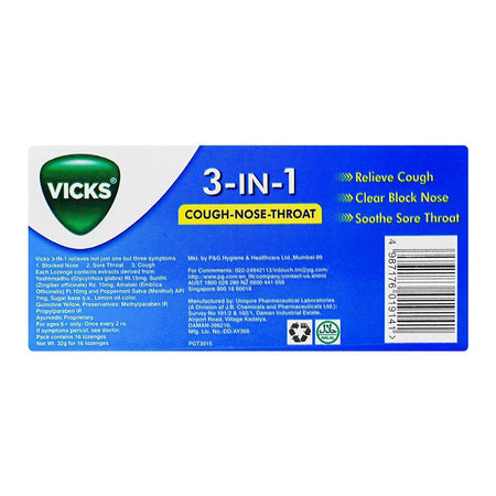 Vicks 3 IN 1 Lemon Lozenges, 16-Pack - Image 2