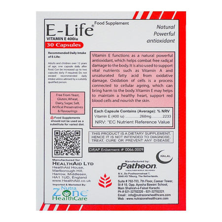 Nutra Zone Healthcare E-Life 400Iu Capsule, 30-Pack - Image 2