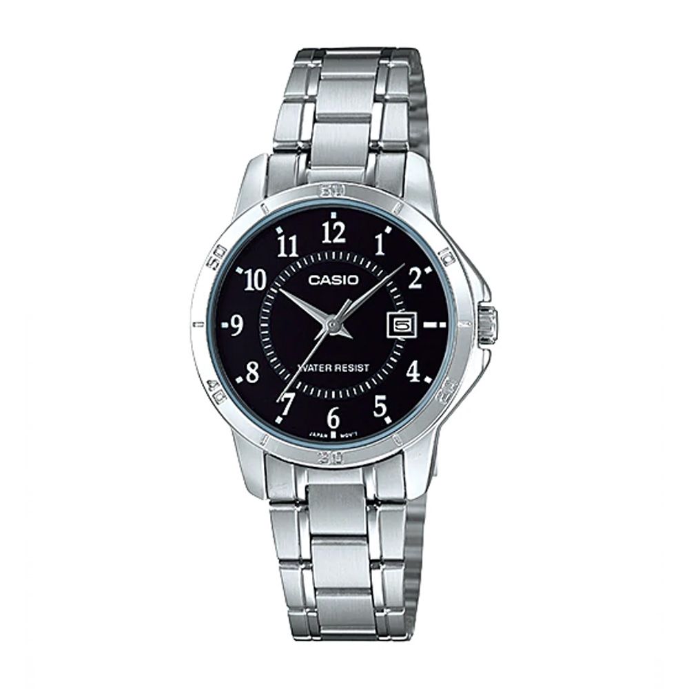 Casio Women's Analog Black Dial Stainless Steel Dress Watch, LTP-V004D-1BUDF - Main Image