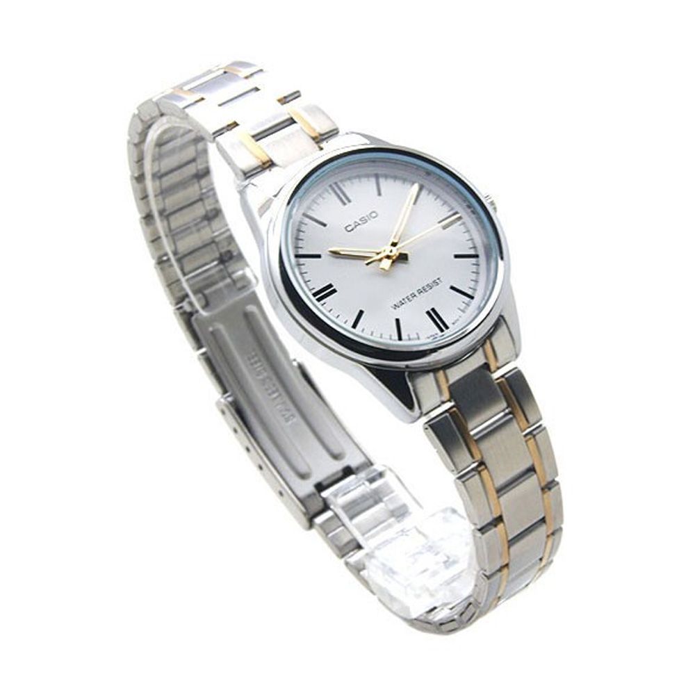 Casio Enticer Women's Two-Tone White Dial Watch, Stainless Steel Strap, LTP-V005SG-7AUDF - Main Image