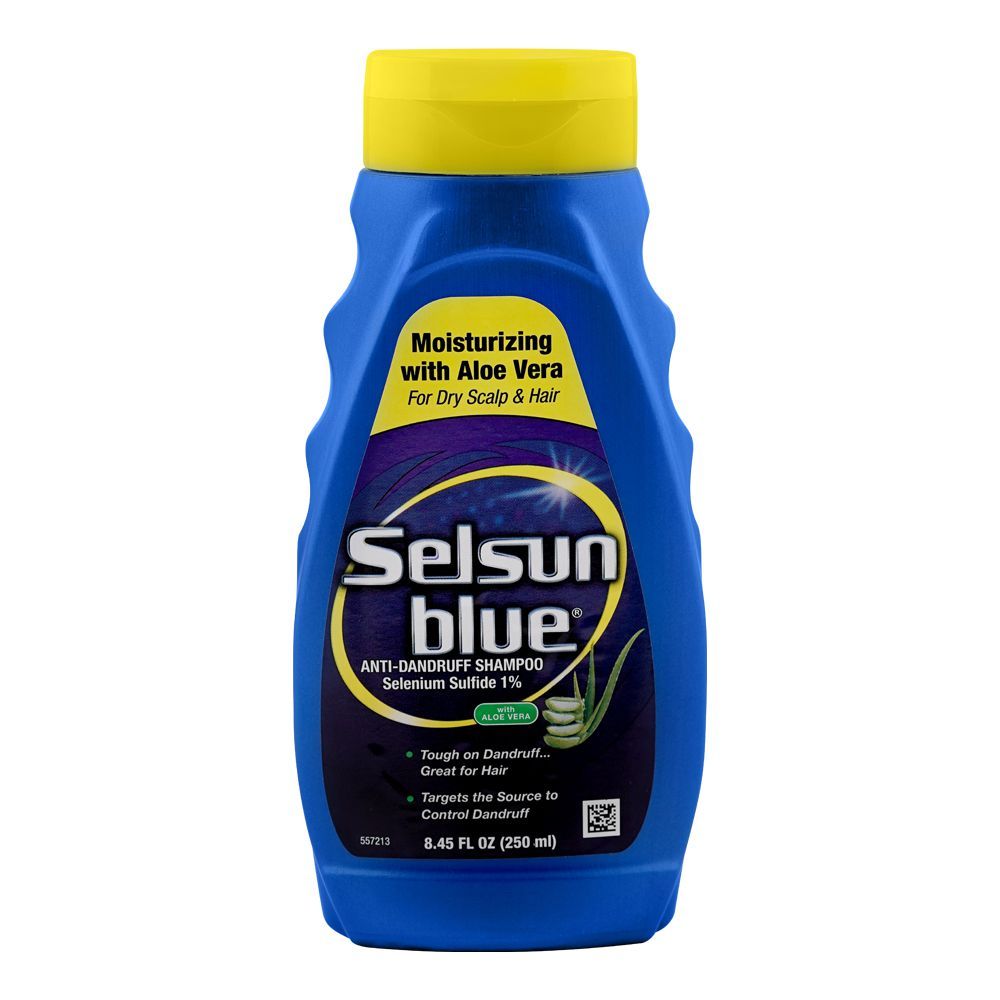 Selsun Blue Moisturizing With Aloe Dandruff Shampoo, Selenium Sulfide 1% For Dry Scalp & Hair, 250ml - Main Image