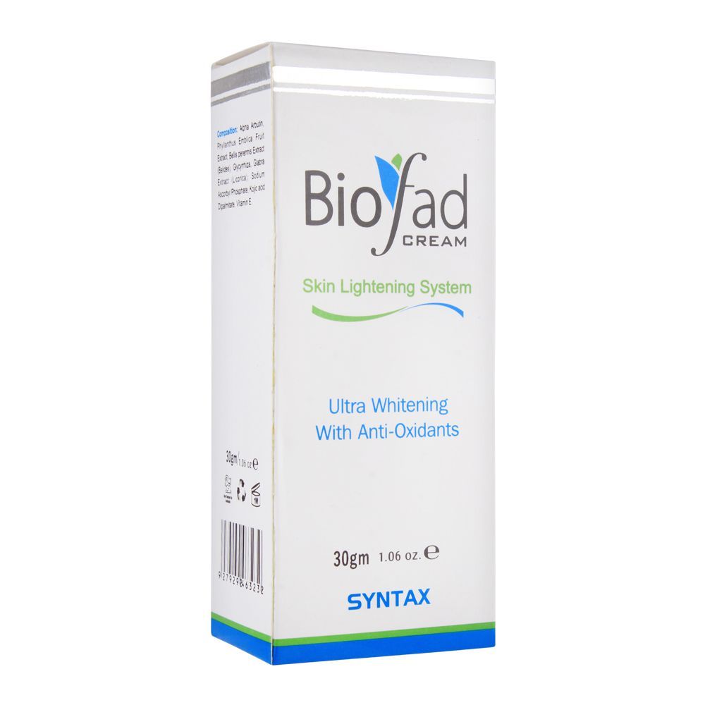 Biofad Skin Lightening System Cream, Ultra Whitening With Anti-Oxidants, 30g - Main Image