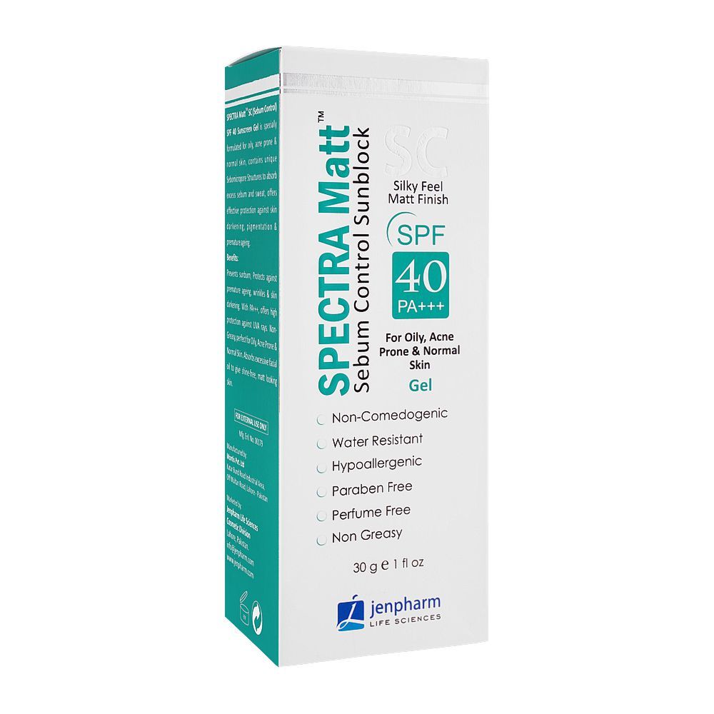 Jen Pharm Spectra Matt Sunblock SPF-40, For Oily/Acne Prone & Normal Skin, 30g - Main Image