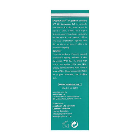 Jen Pharm Spectra Matt Sunblock SPF-40, For Oily/Acne Prone & Normal Skin, 30g - Image 2