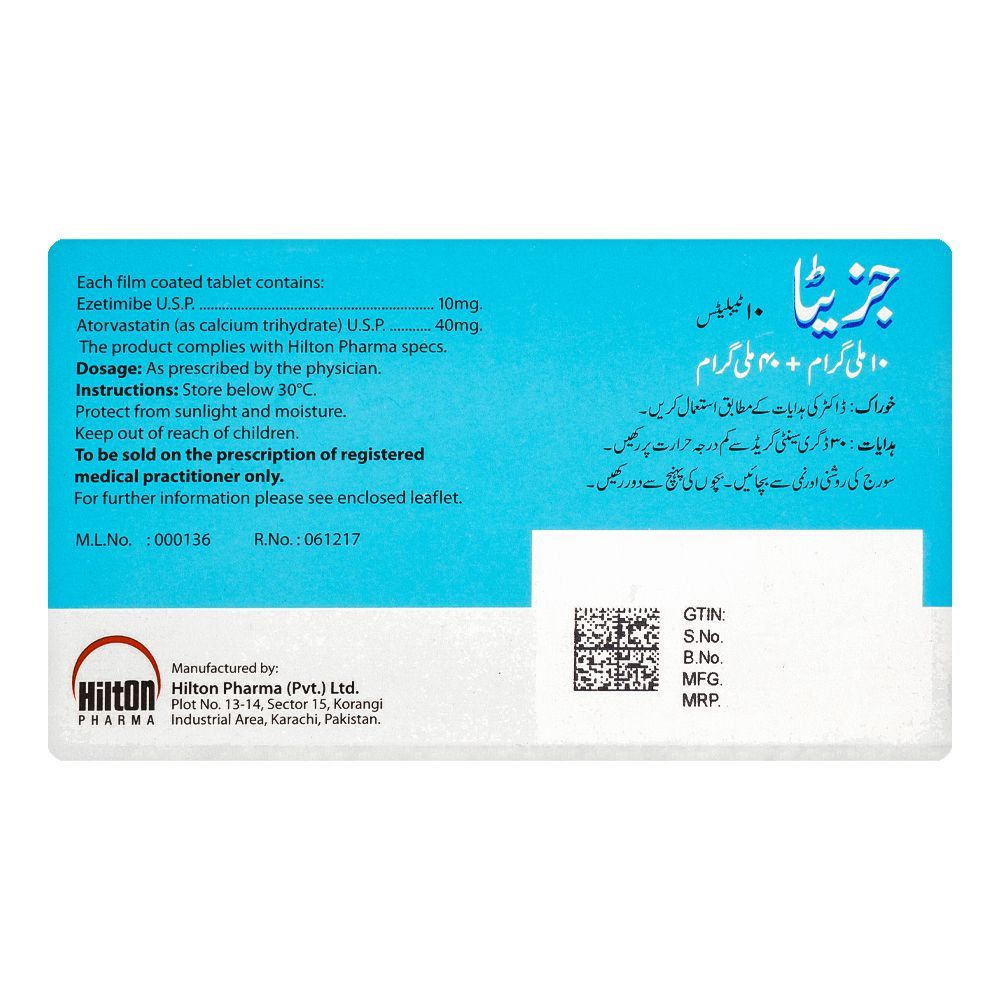 Hilton Pharma Jezeta Tablet, 10mg+40mg, 10-Pack - Image 2
