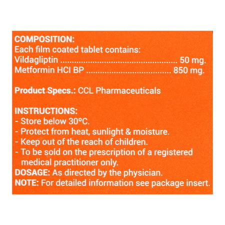 CCL Pharmaceuticals Galza-Met Tablet, 50/850mg, 14 Tablets - Image 4