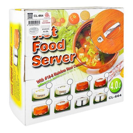 Golden Fire Round Hot Pot, Food Warmer, 4000ml, Silver, 664S/S - Image 2