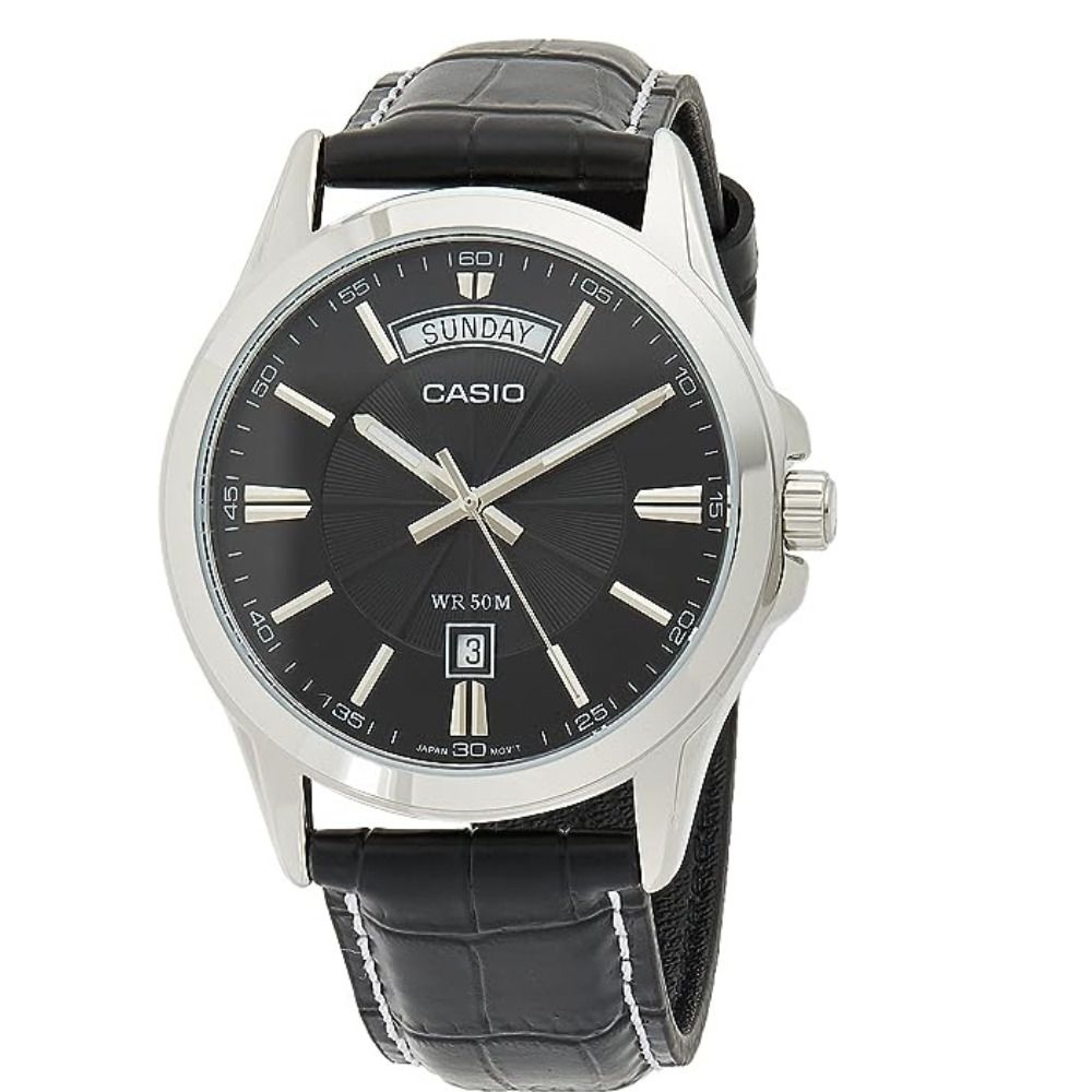 Casio Men's Analog Watch With Black Round Dial & Designed Black Strap, MTP-1381L-1AVDF - Main Image