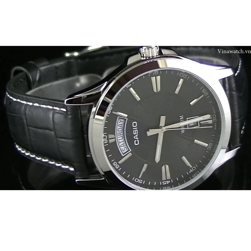 Casio Men's Analog Watch With Black Round Dial & Designed Black Strap, MTP-1381L-1AVDF - Image 2