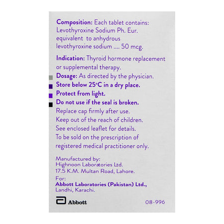 Abbott Thyronorm Tablet, 50mg, 100-Pack - Image 2
