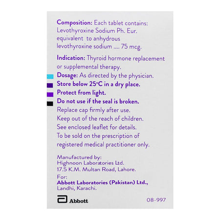 Abbott Thyronorm Tablet, 75mg, 100-Pack - Image 2