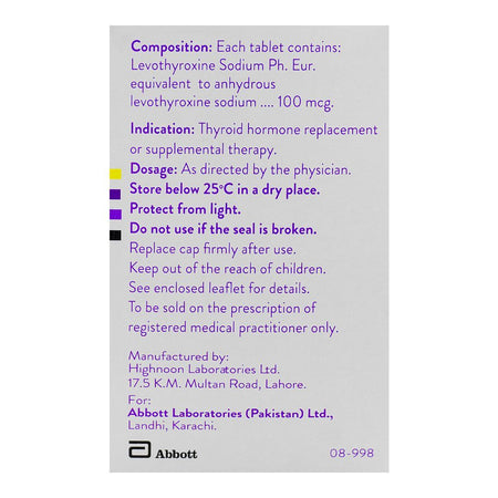 Abbott Thyronorm Tablet, 100mg, 100-Pack - Image 2