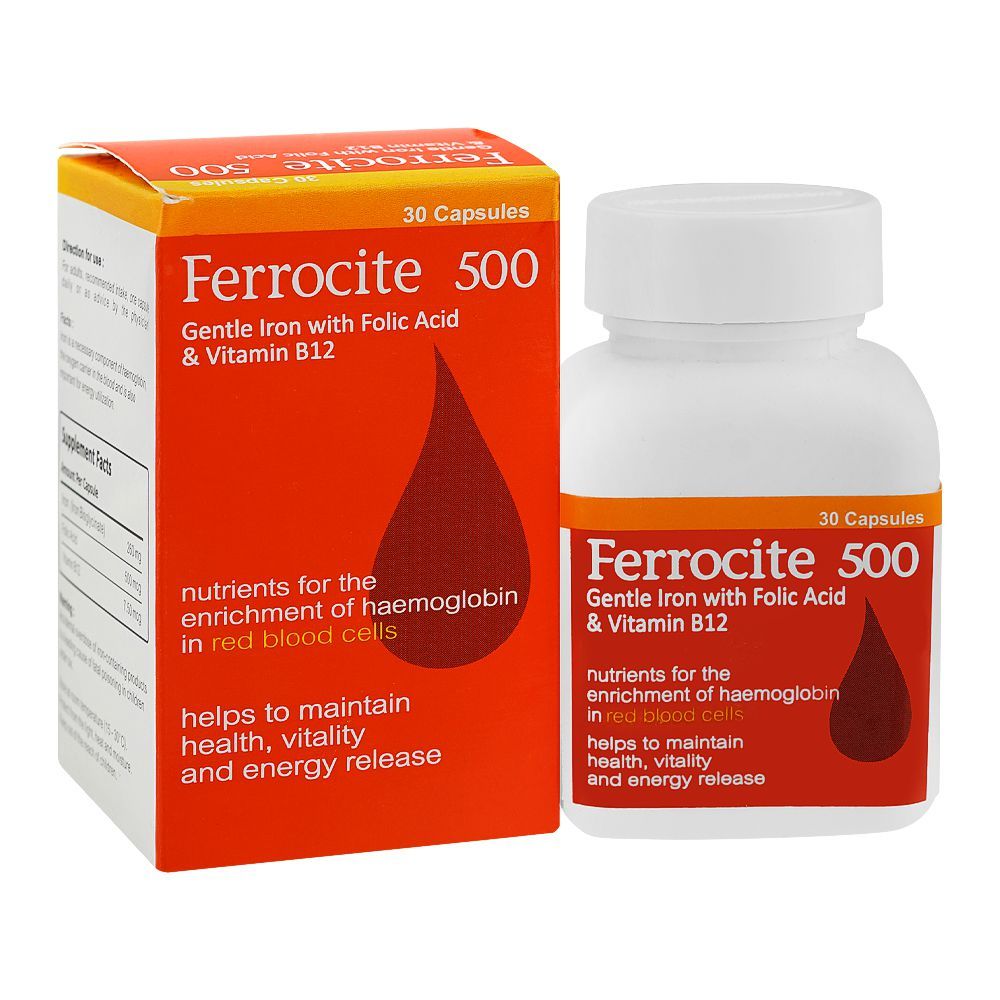 Ferrocite 500mg, Bottle (30 Capsules) - Main Image