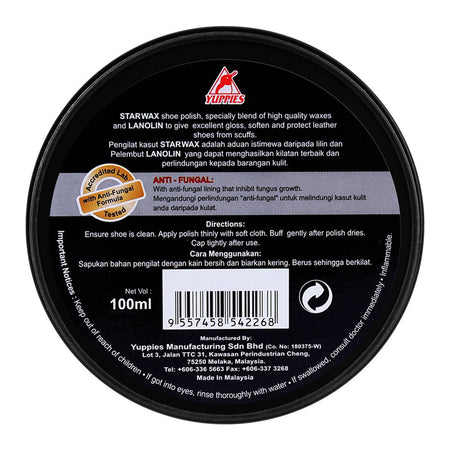 Yuppies Star Wax Shoe Polish Black 100ml - Image 2