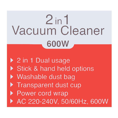 Nikai 2-In-1 Vacuum Cleaner, 600W, NVC320H - Image 4