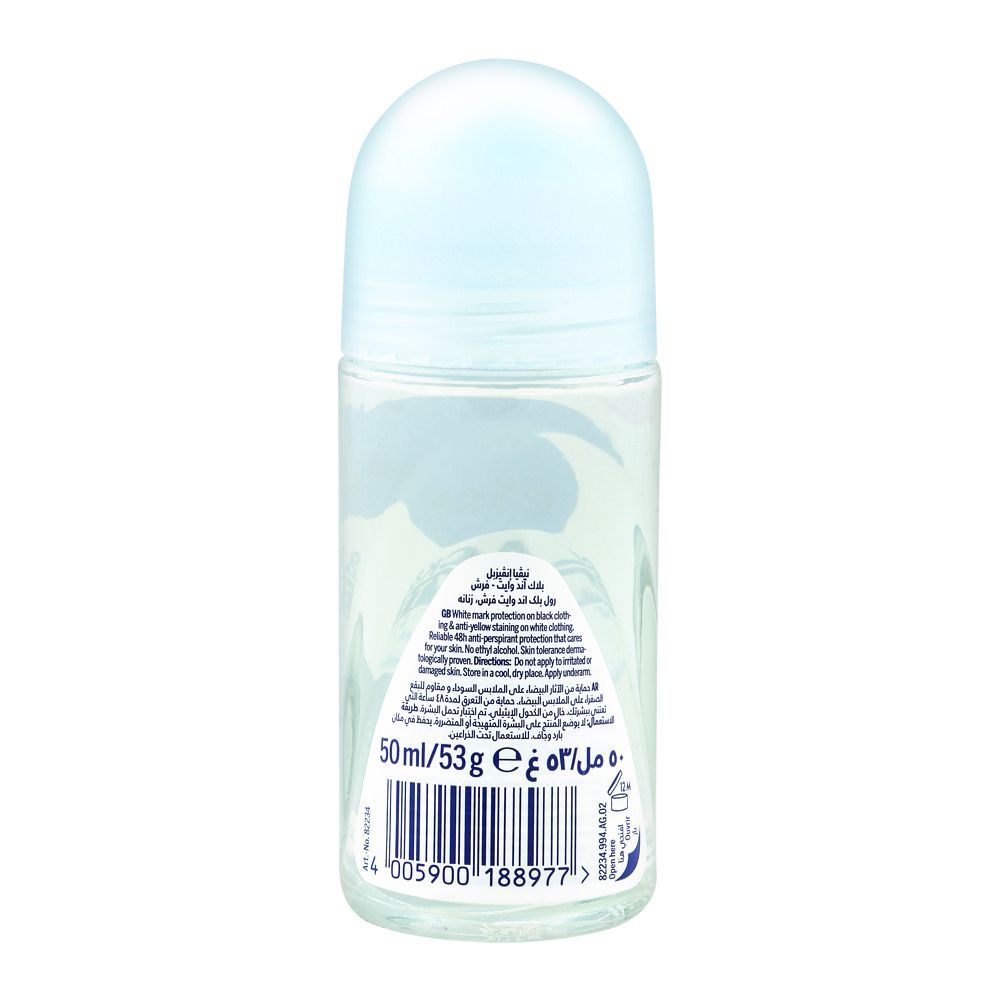 Nivea 48H Black & White Invisible Fresh Anti-Perspirant Roll On Deodorant, For Women, 50ml - Image 2