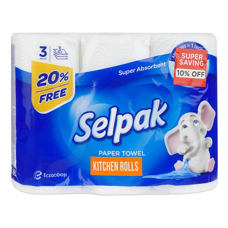 Selpak 3Ply Kitchen Paper Towel Rolls, 3-Pack - Main Image