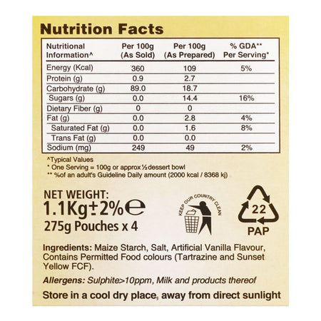 Rafhan Custard Vanilla, 4 Portions Pack, 1.1 KG - Image 6