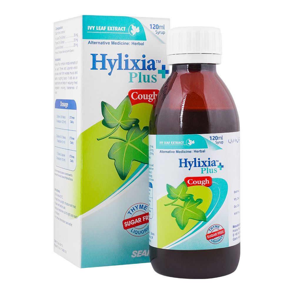 Searle Hylixia+ Plus Cough Syrup, Sugar-Free, 120ml - Main Image
