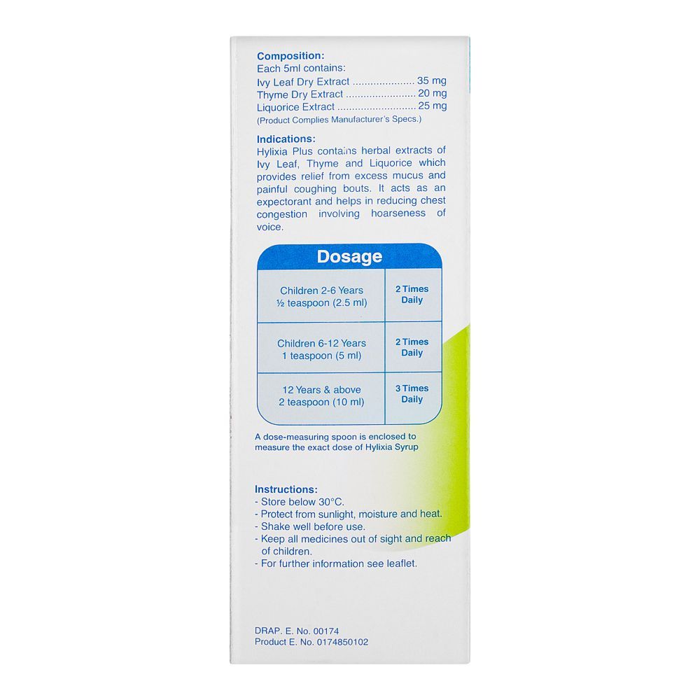 Searle Hylixia+ Plus Cough Syrup, Sugar-Free, 120ml - Image 4