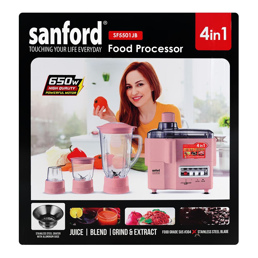Sanford 4-In-1 Food Processor, 650W, 1.8 Liter, SF-5501JB - Image 2