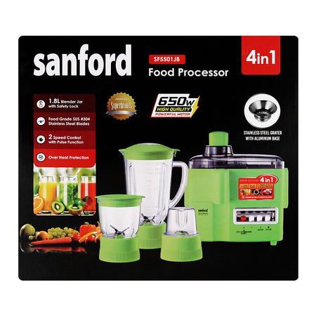 Sanford 4-In-1 Food Processor, 650W, 1.8 Liter, SF-5501JB - Image 4