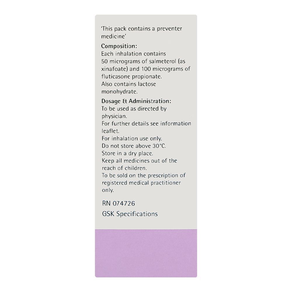GSK Seretide Diskus, 50/100mg, 60-Doses - Image 2