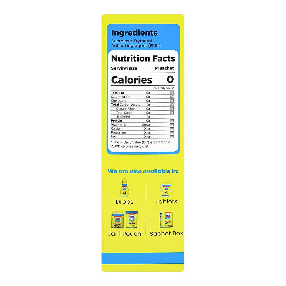 Sucral Zero Calorie Sweetener Sachets Box, 200-Pack - Image 2